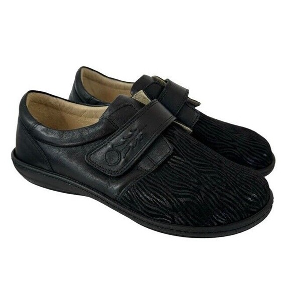 David Tate Evita Leather Fabric Hook & Loop Comfort Shoes Black Soft Size 9 New - Picture 1 of 8